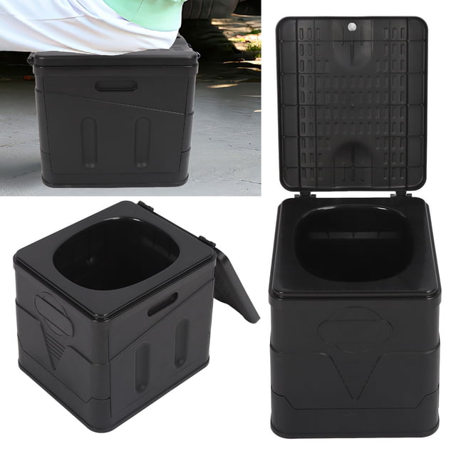 Inodoro Plegable De Viaje, Cubo De Basura Negro Con Soporte De Carga Fuerte, Inodoro De Viaje Portátil De Gran Capacidad Para Viajes En Barco