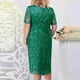 thumbnail image 4 of Umfun - Vestidos formales para mujer, tallas grandes, informales, con cuello en V, encaje estampado, malla, para dama de honor, invitada de boda, noche, verde, talla 2XL, 4 of 5