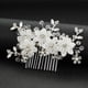 thumbnail image 2 of Nvzi Horquillas para el pelo de boda con flores para novias, peinetas con perlas de cristal, pinzas para el pelo, accesorios para el pelo de boda dorados, joyas, color blanco, 2 of 5