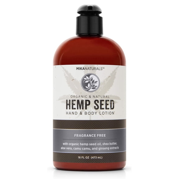 Mika Naturals Fragrance Free Hemp Seed Hand & Body Lotion for Dry Skin, 16 fl oz