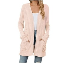 Tao Cardigan Sweaters For Women, Womens Lightweight Long Sleeve Open Front Cardigans Casual Solid Color Fall Coat Tops Pink2XL