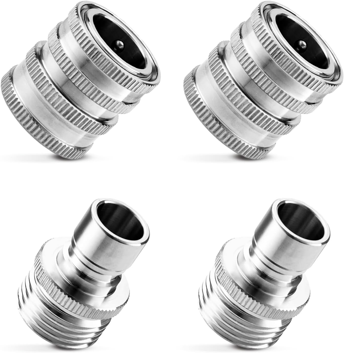 HRTGFD-Quick Connect Hose Fittings, 3/4 Inch GHT Garden Hose Quick Connect Set, Stainless Steel Water Hose Fitting, 2 Pack