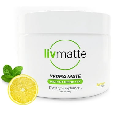 Livmatte Yerba Mate Instant Tea Drink Mix Powder Extract- Natural Yerba Mate Lemon Flavored Drink Mix Plant Extract Caffeine Alternative