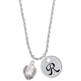 thumbnail image 1 of Delight Jewelry 12mm Clear Roller Spinner with Silvertone Lining Glass Spinner Silvertone Script Initial Disc - R - Charm Necklace, 20"+3", 1 of 4