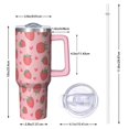 thumbnail image 2 of OBREWU Pink Strawberry Plants Fruit Tumbler with Handle and Lid,Pink Strawberry Plants Fruit 40oz Double Wall Vacuum Insulated Tumbler,Cups Gift for Women and Men, 2 of 7