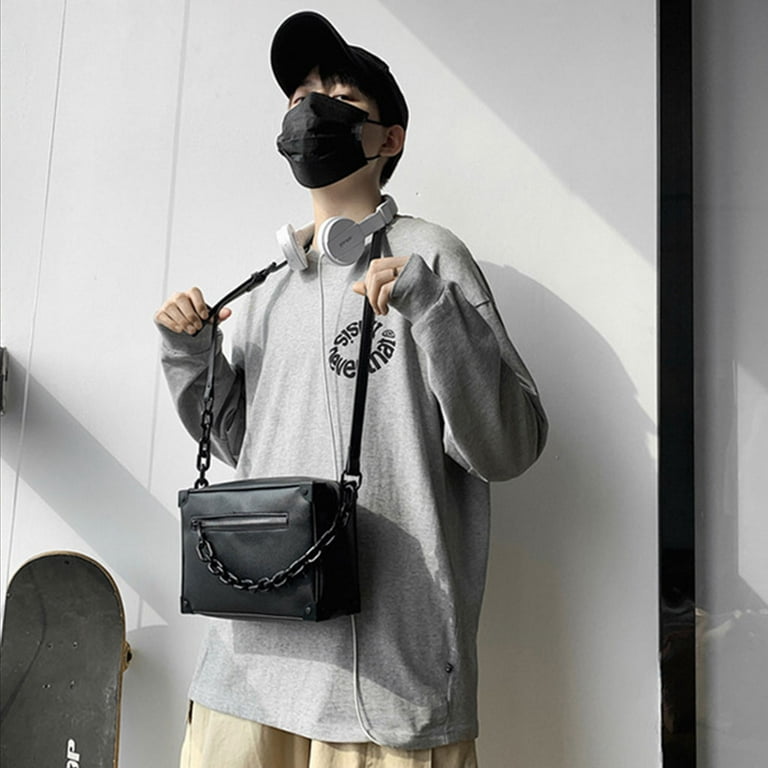 GENEMA PU Leather Box Square Crossbody Bags Fashion Unisex Messenger  Shoulder Bags 