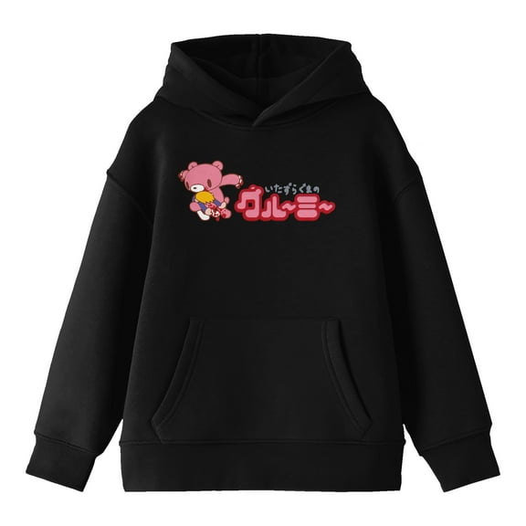 Gloomy Bear Hitting a Man Youth Black Graphic Hoodie-XL