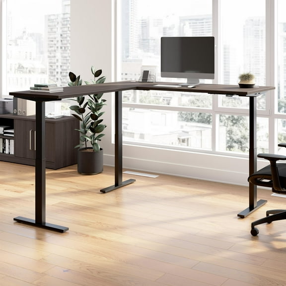 Move 60 Series 72W L Shaped Standing Desk in Storm Gray - Engineered Wood