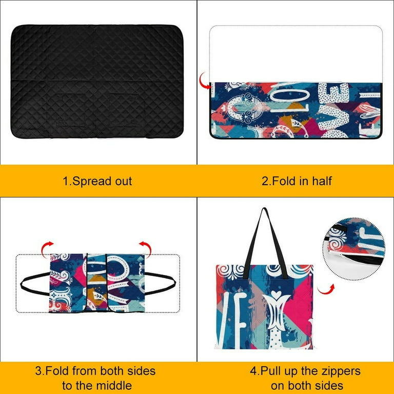 LAKIMCT Love Words Picnic Blanket with Zipper Waterproof Sandproof Beach Blanket Foldable Portable Tote Bag Picnic Mat for Lawn Park Beach Travel Camping Walmart