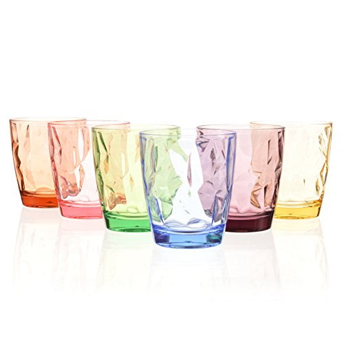 6 Piece Plastic Drinking Glass Set Amber 12 Ounce Break Resistant BPA Free 
