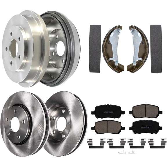 Detroit Axle - 8pc 5 Lug Front Disc Brake Rotors and Pads Rear Brake Drums and Shoes for 2009-2010 Chevrolet Cobalt Pontiac G5
