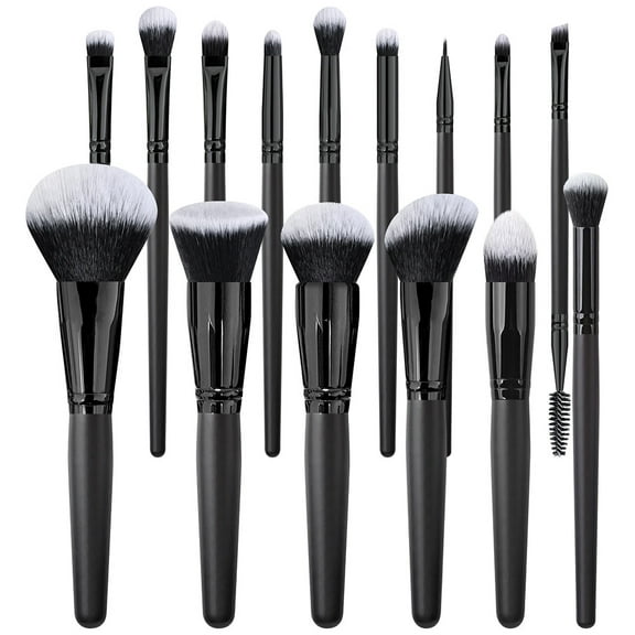 15Pcs Makeup Brush Set, Loose Powder Brush Eyeshadow Brush Blush Multifunctional Beauty Tool, Black