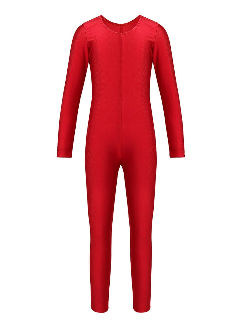 DPOIS Kids Girls Long Sleeve Unitard Leotard Jumpsuit Full