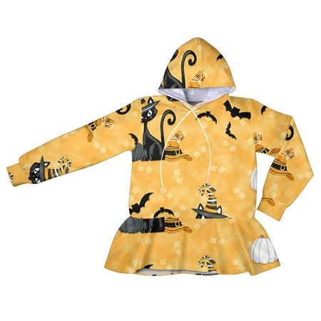 

Dadaria Toddler Sweatshirt 1-11 Years Halloween Girl s Fall Clothes Oversized Sweatshirt Pullover Hoodie Child Long Sleeve Shirt Cute Cartoon Print Dress Outfit Yellow 1-2 Years Toddler