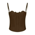 thumbnail image 4 of Wyongtao Lace Corset Top Bustier Tops for Women Spaghetti Adjustable Strap Sheer Crop Tops Bralette,Coffee M, 4 of 6