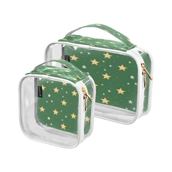ALAZA Clear Cosmetic Bag Stars Pattern Makeup Bags 2 Pcs Toiletry Case Waterproof Travel Organizer
