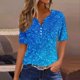 thumbnail image 1 of Fiudx Camisas para Mujer Blusa de Manga Corta Estampada a La Moda para Mujer, Blusas Informales con Cuello Redondo, 1 of 5