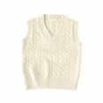thumbnail image 3 of Toddler Kids Sweater Vest V Neck Cable Knit Sleeveless Uniform Knitwear, 3 of 6