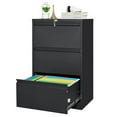 thumbnail image 4 of Studyset 3 Drawer Lateral File Cabinet with Lock, Black Metal Filing Cabinet, Steel Drawer File Cabinets Under Desk Horizontal Locked Wide Drawer File Cabinets for Office Home, Fit A4/F4/Letter/Legal, 4 of 6