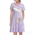 thumbnail image 1 of Fotbe Lavender Glitter Foil Stripes Vestido Largo de Moda para Mujer, Vestido Tipo Camiseta con Manga Corta y Estilo Casual a Rayas y Bloques de Color, 1 of 6