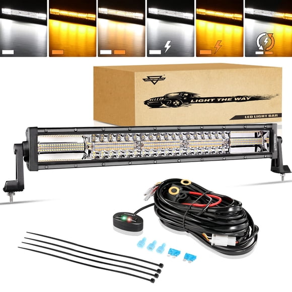 Barra de Luz LED Auxbeam de 22 Pulgadas 120W 6 Modos Ámbar Blanco Estroboscópico