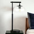 thumbnail image 3 of HomeRoots 524391 25 in. Metal Arched Table Lamp with Clear Seeded Globe Shade, Black, 3 of 5