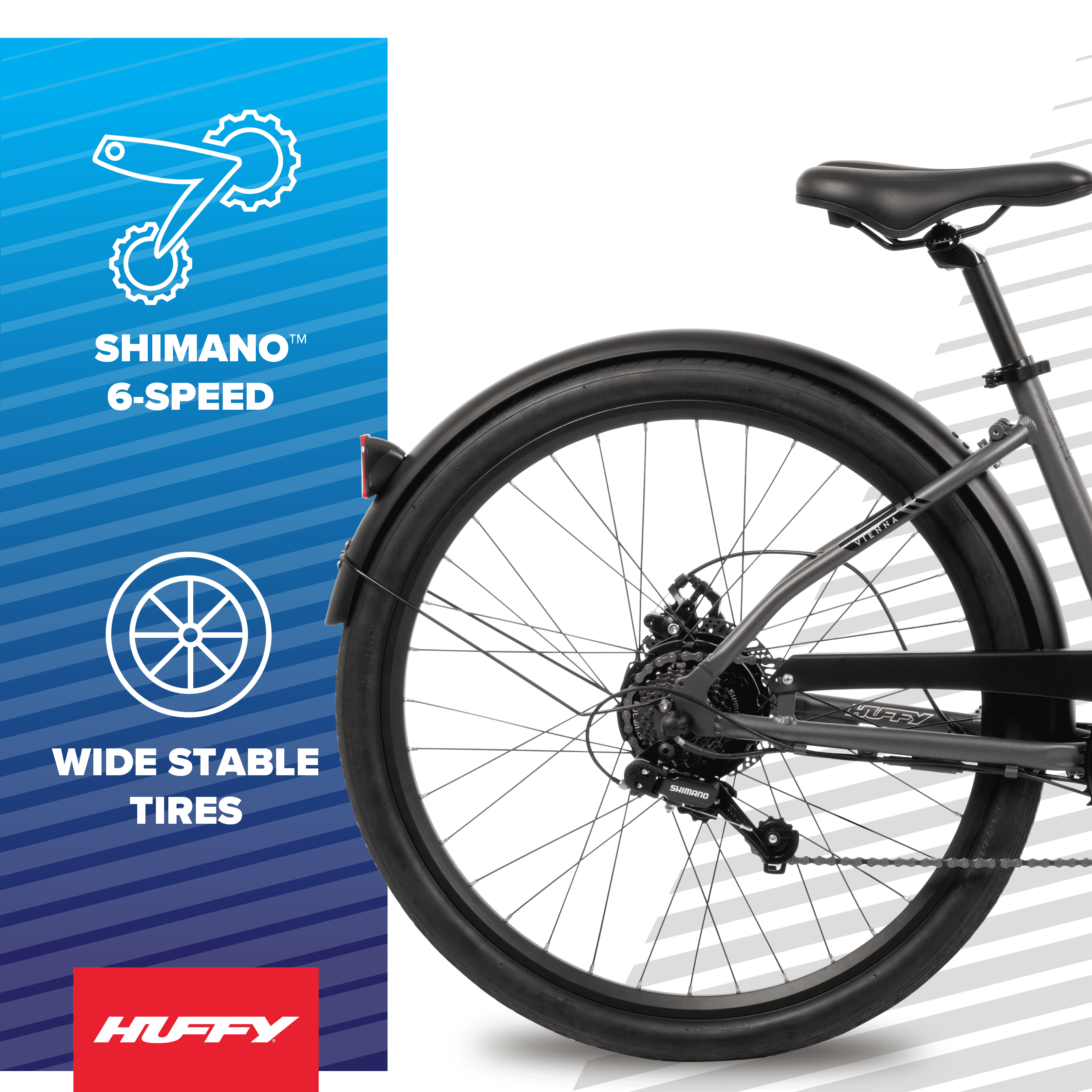 Huffy 27.5” Vienna 36V Electric Bike, Fits Riders 60”+, Gray, Adult, Unisex