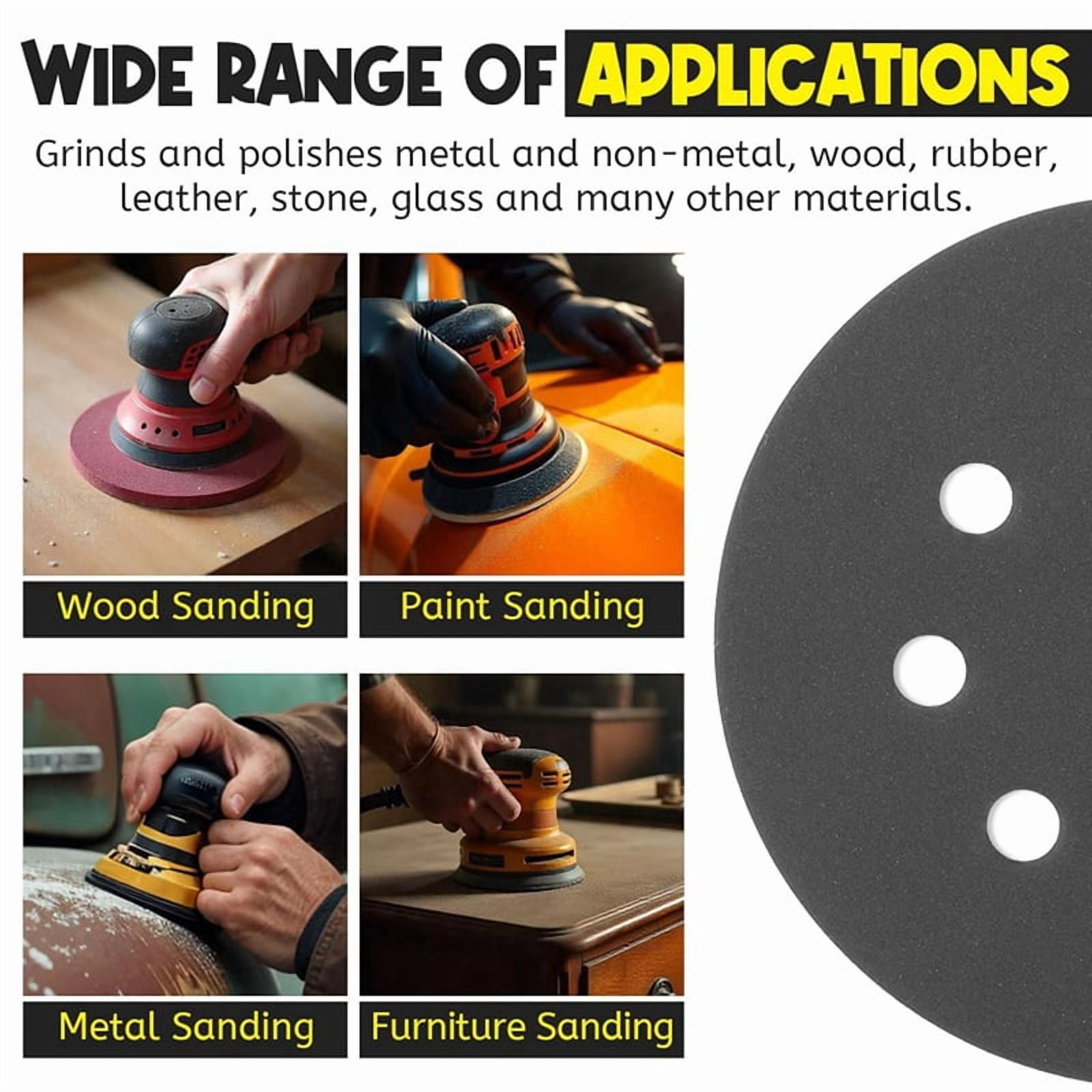140Pcs 5 Inch Wet Dry Sanding Discs, Hook and Loop Sandpaper 8 Holes Orbital Sandpaper for Orbital Sander