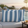 thumbnail image 3 of Lumbar Pillow Covers 20x12 Inch Set of 2, Sea Blue Striped Waterproof Outdoor Pillow Covers, Modern Thin Line Vertical Stripes Decorative Cushion Pillowcases for Couch, Sofa, Bed, Garden, Patio, 3 of 9