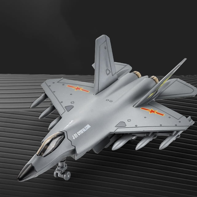 1/72 modelo de avión de fuerza china J31 con soporte de exhibición avión de aleación para decoración de hogar y oficina colección de Gris Macarena avión de combate fundido a presión