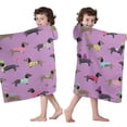 thumbnail image 4 of Cute Cartoon Dachshund Hooded Bath Towel，50"x30" for Ages 3 To 12 Kids, Quick Dry Lightweight Soft Microfiber Hood Beach Towel Cover Up for Kids, 4 of 7