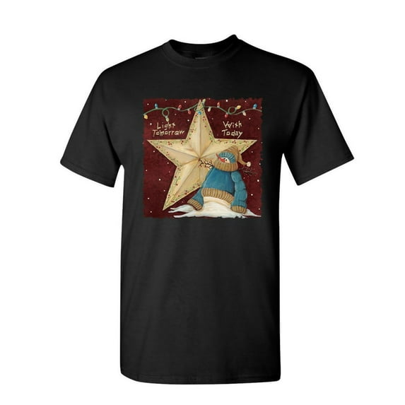 Tee Hunt Light Tomorrow with Today T-Shirt Cute Christmas Snowman Holiday Mens Shirt, Black, Medium