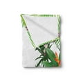 thumbnail image 2 of Leaf Soft Flannel Fleece Throw Blanket, Hibiscus Plumeria Crepe Gingers Anthurium Leaves Blossoms Image, Cozy Plush for Indoor and Outdoor Use, 50" x 60", Hot Pink White, by Ambesonne, 2 of 5
