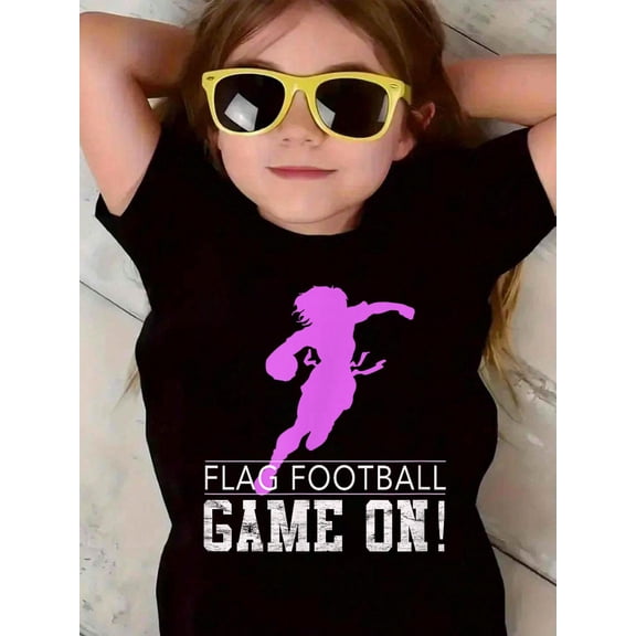 Girls Flag Football for Kids and AdultsCotton Soft Graphic Tee Breathable Playwear T-Shirt