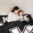 thumbnail image 5 of Manfei Baseball Sport Full Size Comforter Sets 3-Piece for Kids Teens, Black White Bedding Comforter Set, Monogrammed Letter K Bedding Sets, Microfiber Bedroom Decor, 5 of 8