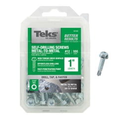 

Teks Teks - 21340 - No. 12 x 1 in. L Hex Washer Head Zinc-Plated Steel Sheet Metal Screws - 100/Pack
