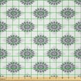 thumbnail image 2 of Ambesonne Floral Fabric by the Yard Microfiber, Grey Squares Flowers, 10 Yards, Grey Grey White, 2 of 2