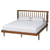 Pemberly Row Walnut Brown Finished Wood Queen Size Platform Bed