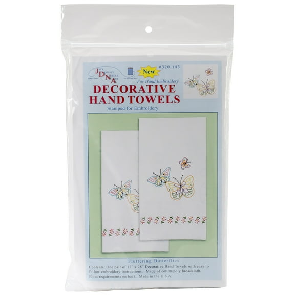 Jack Dempsey Stamped Decorative Hand Towel Pair 17"X28"-Fluttering Butterflies