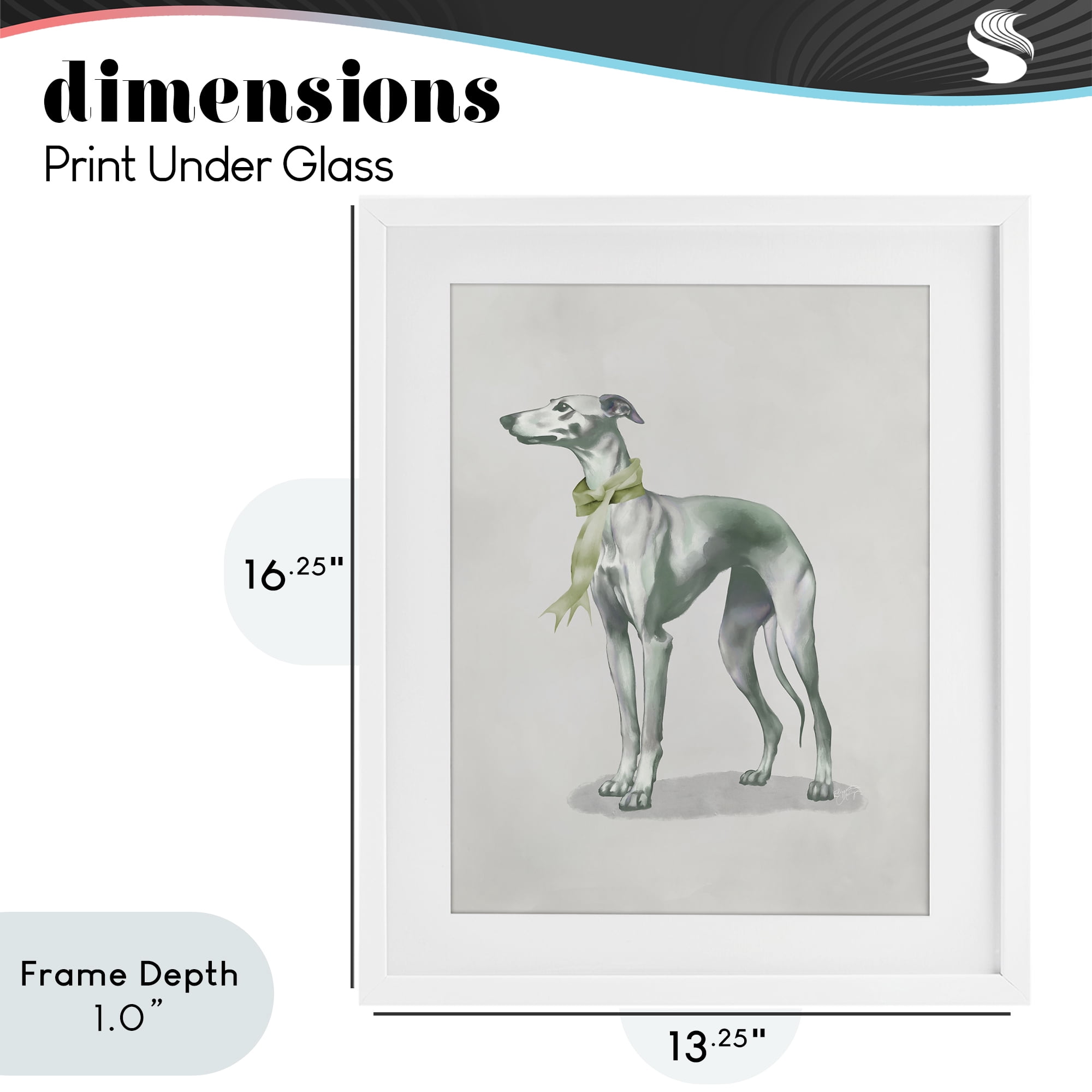 Stupell Industries Graceful Dog & Ribbon White Framed Print Under Glass, design by Elizabeth Medley