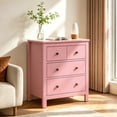 thumbnail image 2 of May in Color Pink 3 Drawer Nightstand for Bedroom, Large Wood End Table with Storage, Home Office, 2 of 7