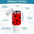 thumbnail image 4 of SKYSONIC Insulated Tumblers with Lids and Straws Handles 40oz Water Bottle Ladybird Red Polka Dot Travel Mug Reusable Stainless Steel Thermos Vacuum, 4 of 7
