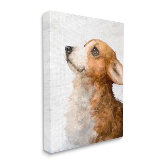 Stupell Industries Adorable Corgi Puppy Portrait Pet Dog Watercolor Canvas Wall Art, 30 x 40, Design by George Dyachenko