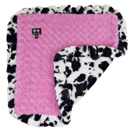 Bessie and Barnie Cotton Candy / Spotted Pony Luxury Ultra Plush Faux Fur Pet/ Dog Reversible Blanket (Multiple Sizes)
