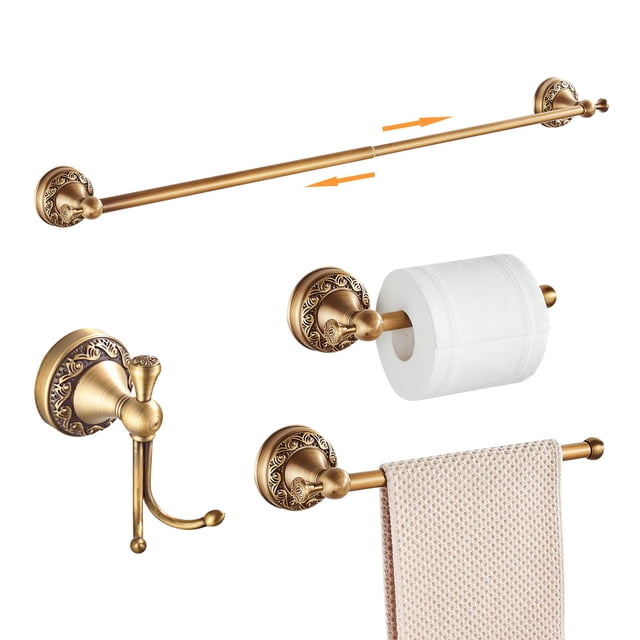 Juego de accesorios de baño MOGFCT de bronce envejecido con patrón tallado