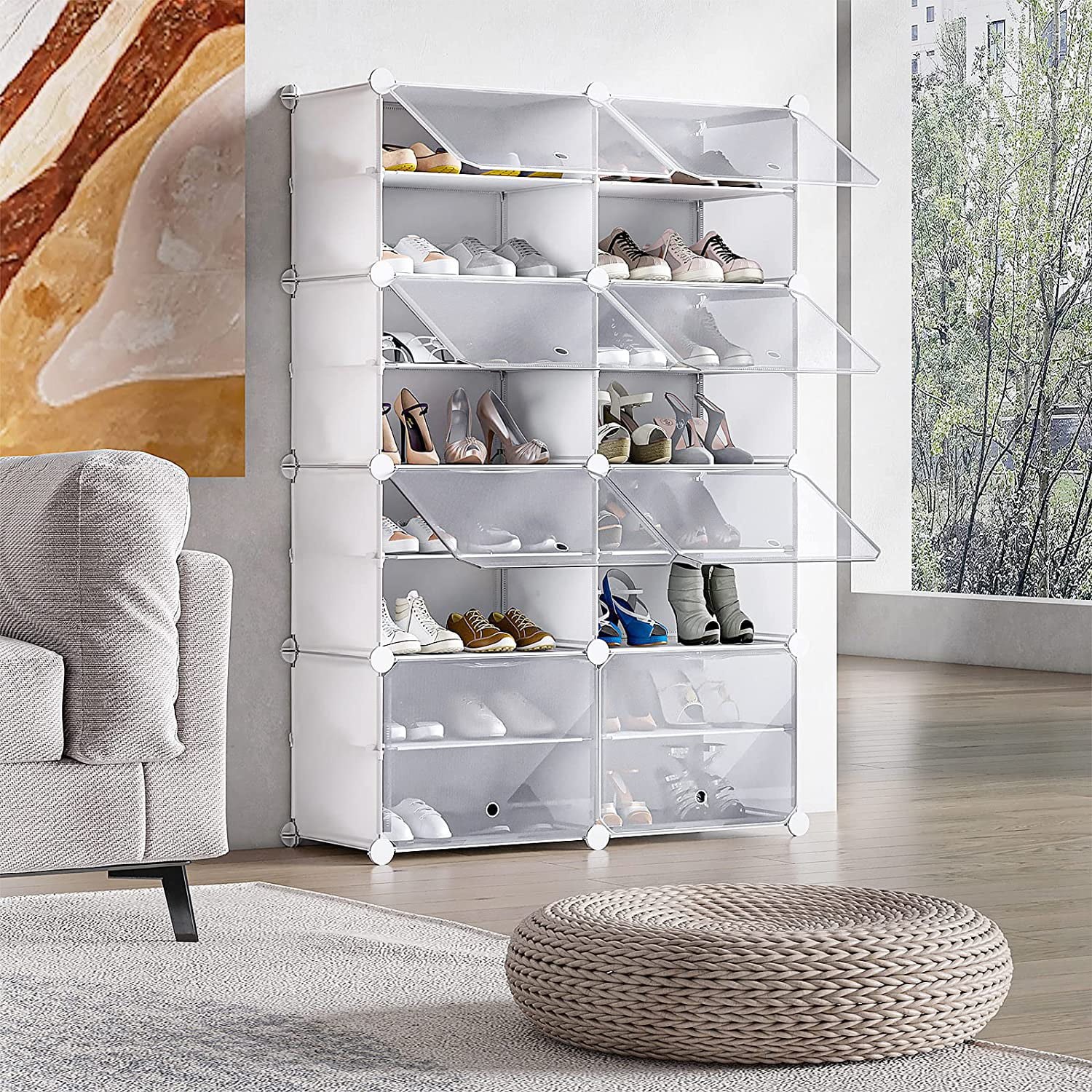 10-Tier Gray Color Shoe Rack With Dust-Proof & Fabric Cover, Easy To Diy  Assemble And Disassemble