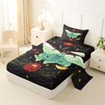 thumbnail image 2 of jejeloiu Luna Moth Twin Sheets For Girls,Floral Moon Pattern Bedding,Black Green Red,3 Pieces,1 Fitted Sheet and 1 Pillowcase, 2 of 6