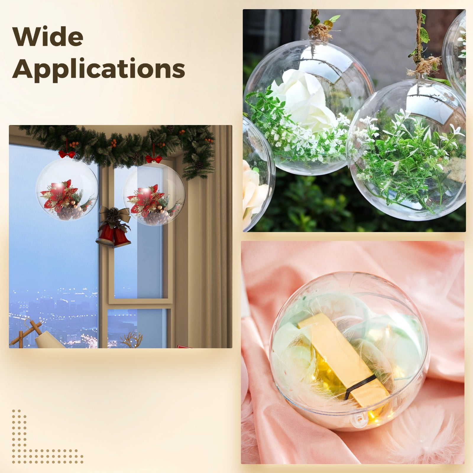 2 Pack Large Clear Fillable Ornaments, 7.87 In Hollow Plastic Spheres for DIY Crafts, Shatterproof Christmas Wedding Party Decor