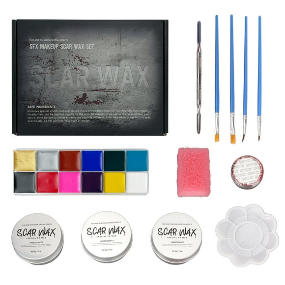 FYBTO SFX Makeup Kit Strong Covering Power Safe Nontoxic Long Lasting Halloween Make Up Kits with 12 Highly Pigmented Colors-0906