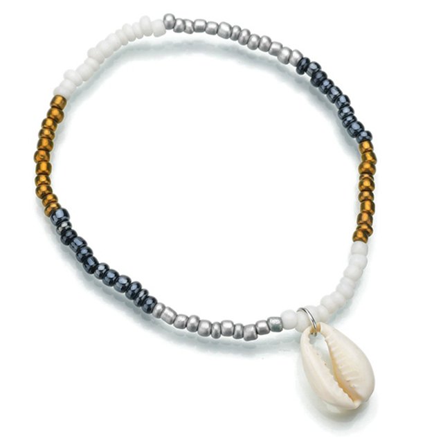 Women Beach Anklet Handmade Fashion Shell Decor Beaded Charm Anklet Foot Chain